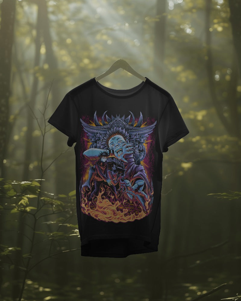 Demonic Flame Design Oversized T-Shirt