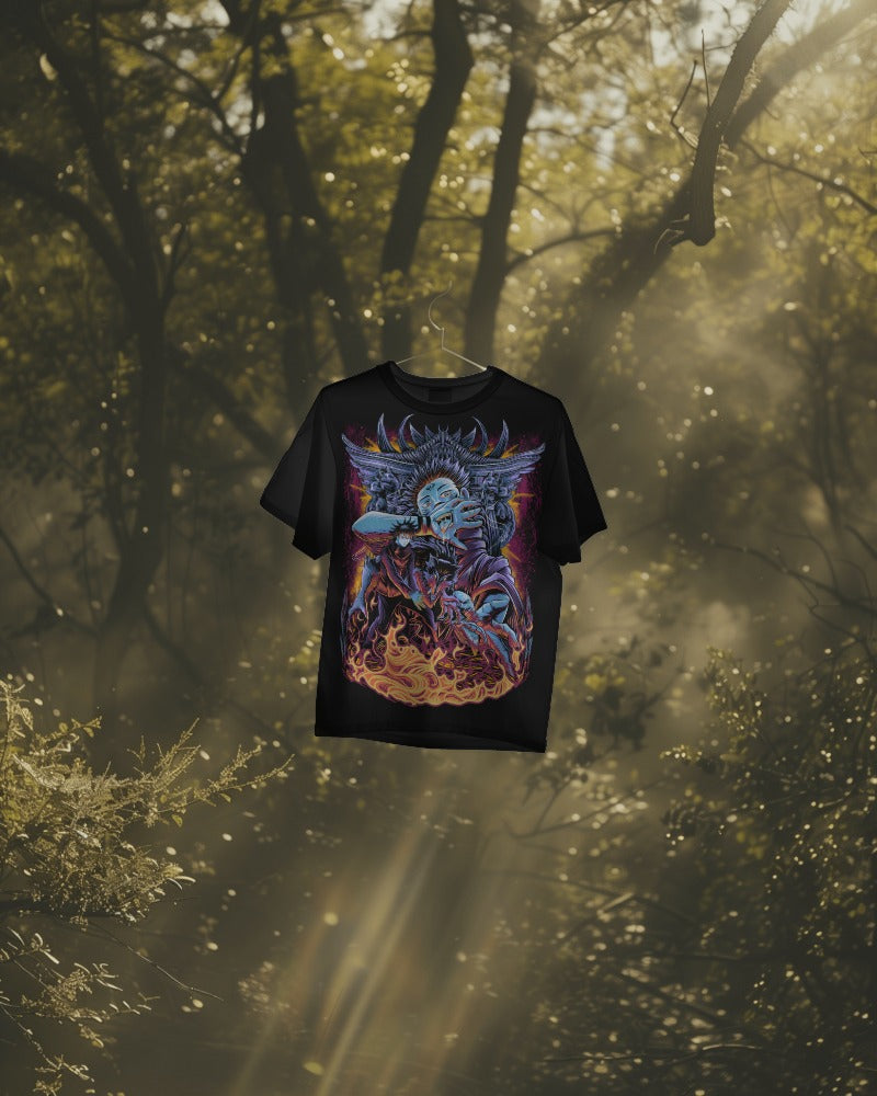 Demonic Flame Design Oversized T-Shirt